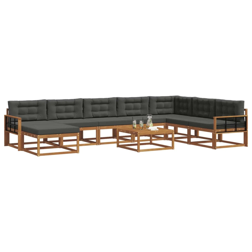 Set di divani da esterno con cuscino 9 pcs Naturale e Antracite