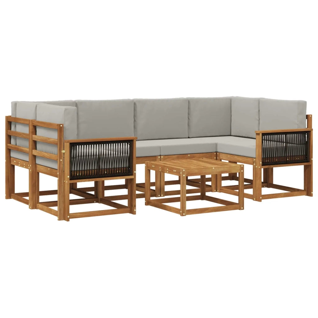 Set di divani da esterno 5 pz Naturale e Grigio Chiaro 3385032