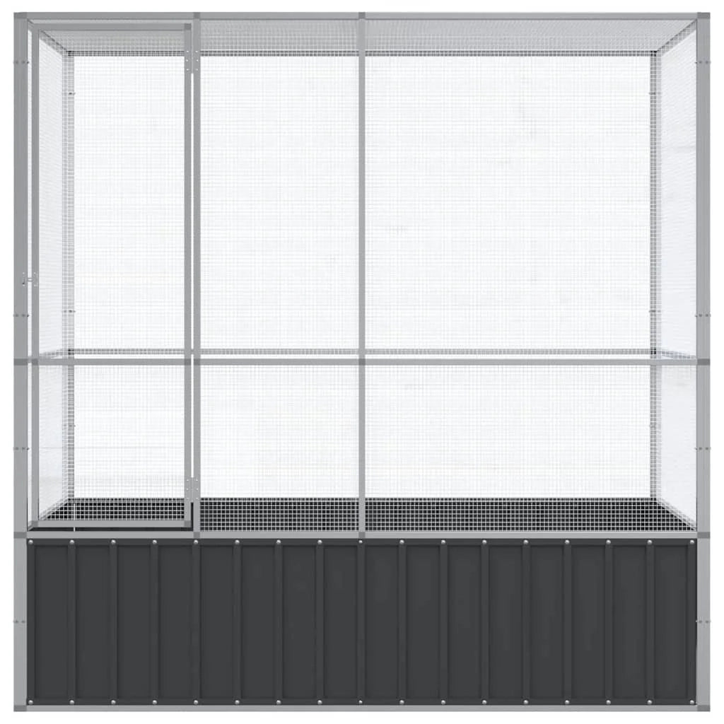 Voliera in gabbia argentata 210,5 x 107 x 212 cm acciaio Argento 02_0045638