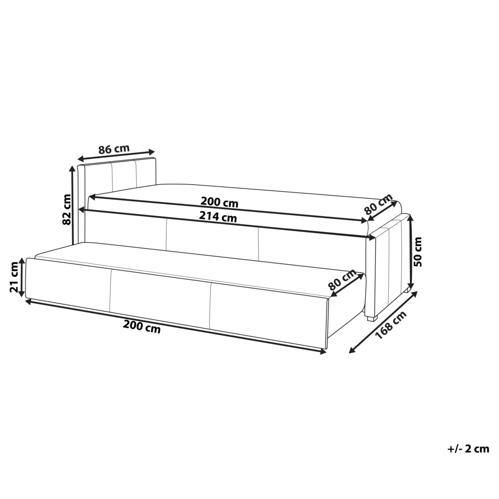 Divano Letto estraibile Rivestimento in tessuto blu Small Single Size Guest Underbed