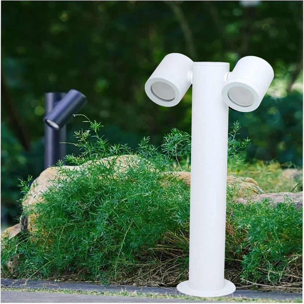 Trade Shop - Lampione Giardino Moderno Con Diffusori Orientabili Lampada Attaco Gu10 Ip44 539pb-b440 - Bianco