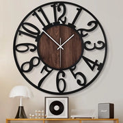 Orologio da Parete Extra Grande per Decorazione di Sala da Pranzo - Moderno 80cm Silenzioso Non Tocchi Numeri Arabi in Metallo per Sala da Pranzo Camera da Letto Alimentato da Batterie Orologio da Parete in Legno
