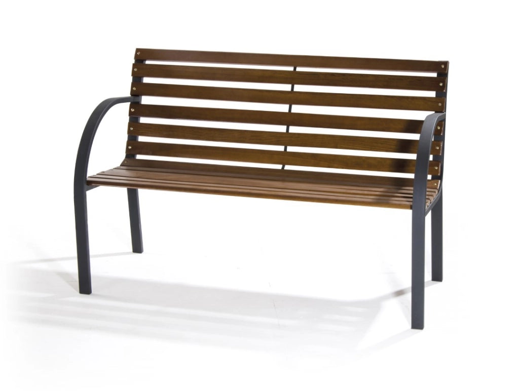 Panchina Da Giardino 2 Posti Metallo Legno New York 120X62X82 - Biacchi Ettore