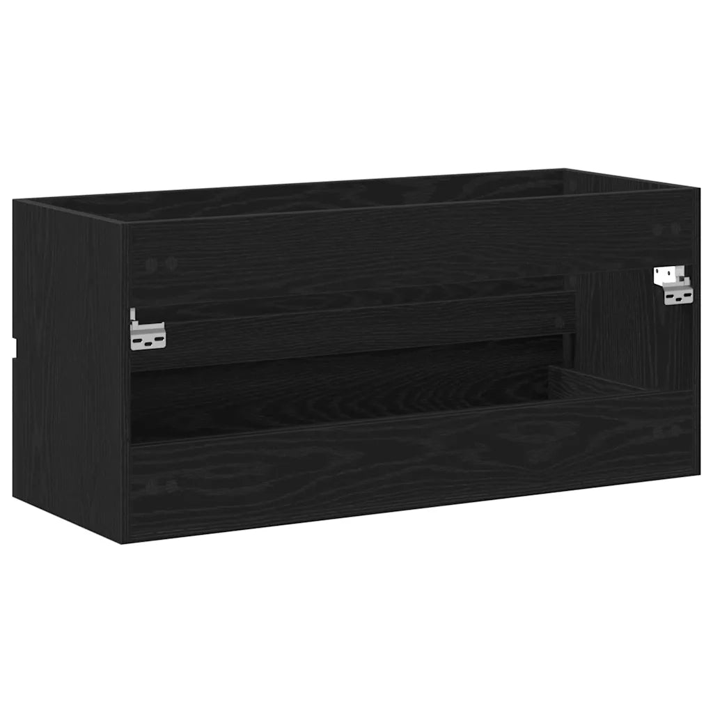 Mobile Lavabo-Armadietto da bagno Rovere Nero 100x38,5x45 cm Legno Multistrato