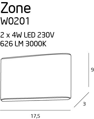 Applique ZONE rettangolare bianca LED 8W Maxlight W0201