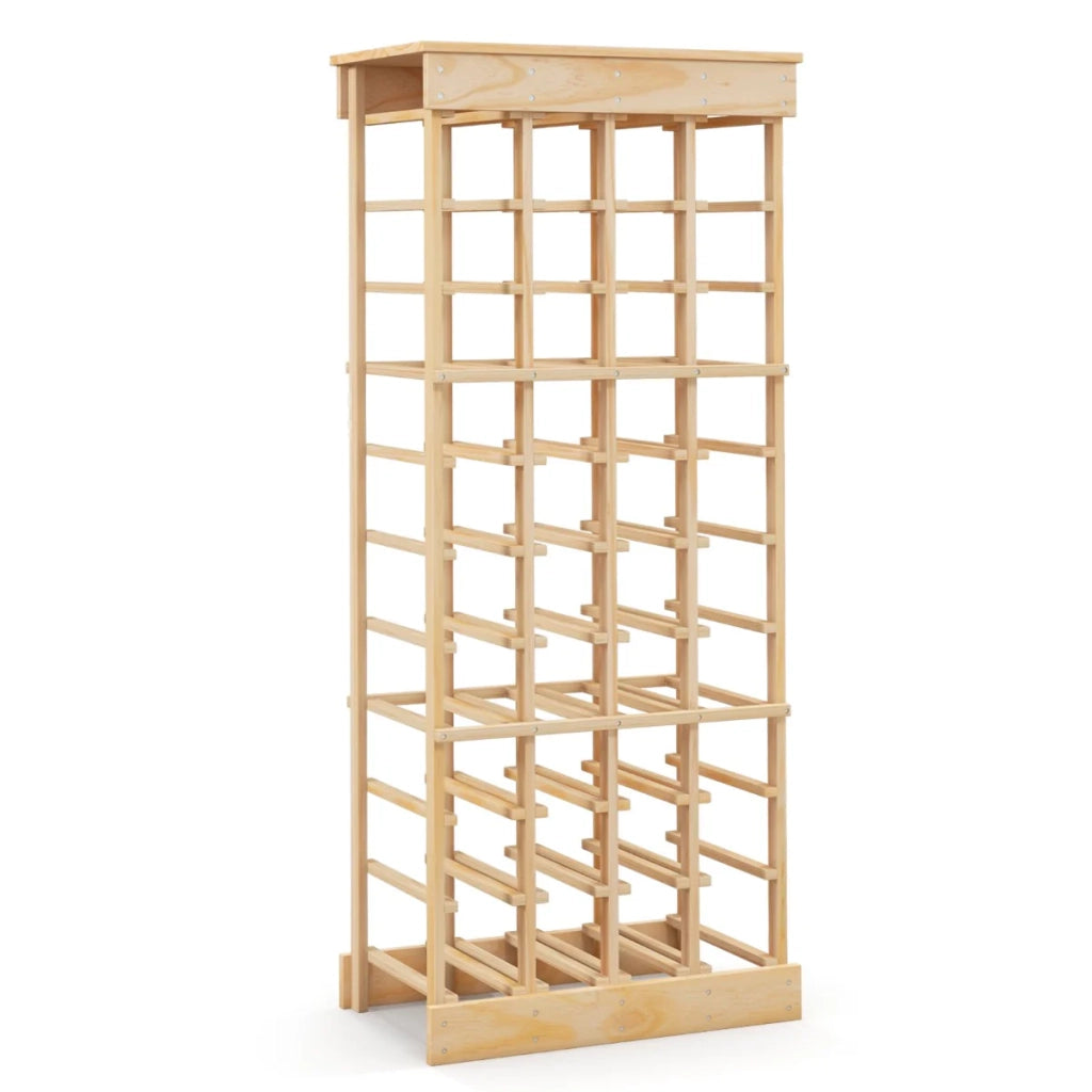 Portabottiglie set da 1 46,5 x 27,5 x 113 cm capacità 40 bottiglie design moderno in legno di pino naturale 20_0020492