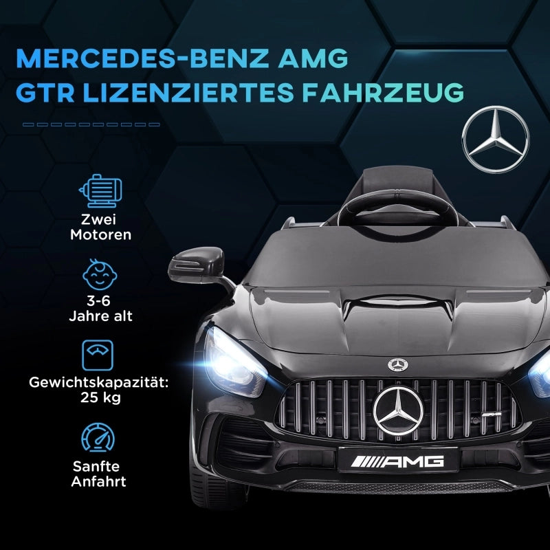 Macchina elettrica per bambini, Mercedes, 3-5 km/h, telecomando, luci e musica, nera