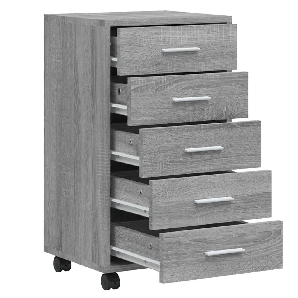 Mobiletto con cassetti e rotelle 33 x 38 x 63 cm moderno e flessibile spazio contenitivo legno composito grigio 02_0047080