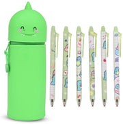 Etui per bambini 2 in 1, penne in silicone, espandibile con 6 penne in gomma, organizzatore divertente per la scuola, per ragazzi e ragazze, studenti, regalo