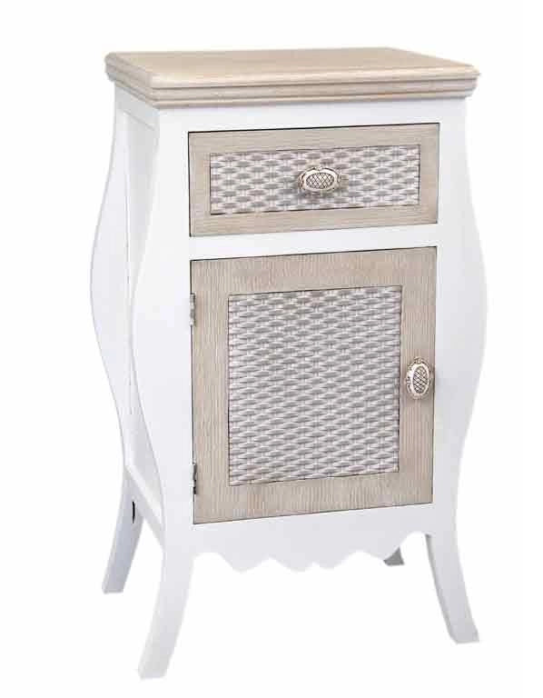 CHARM COMODINO CON CASSETTO E ANTA 48 X 34 X 77 CM COLORE BIANCO E CREMA