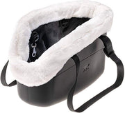Porta cani per piccoli cani in gomma morbida - plastica - lavabile - inclusa imbottitura morbida inimitazione pelliccia - manici regolabili - inclusa cintura di sicurezza - 215 x 435 x h 27 cm