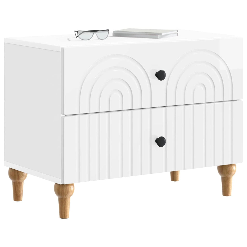 Armadio da Notte con cassetto Bianco Lucido 62 x 34,5 x 48 cm 894089