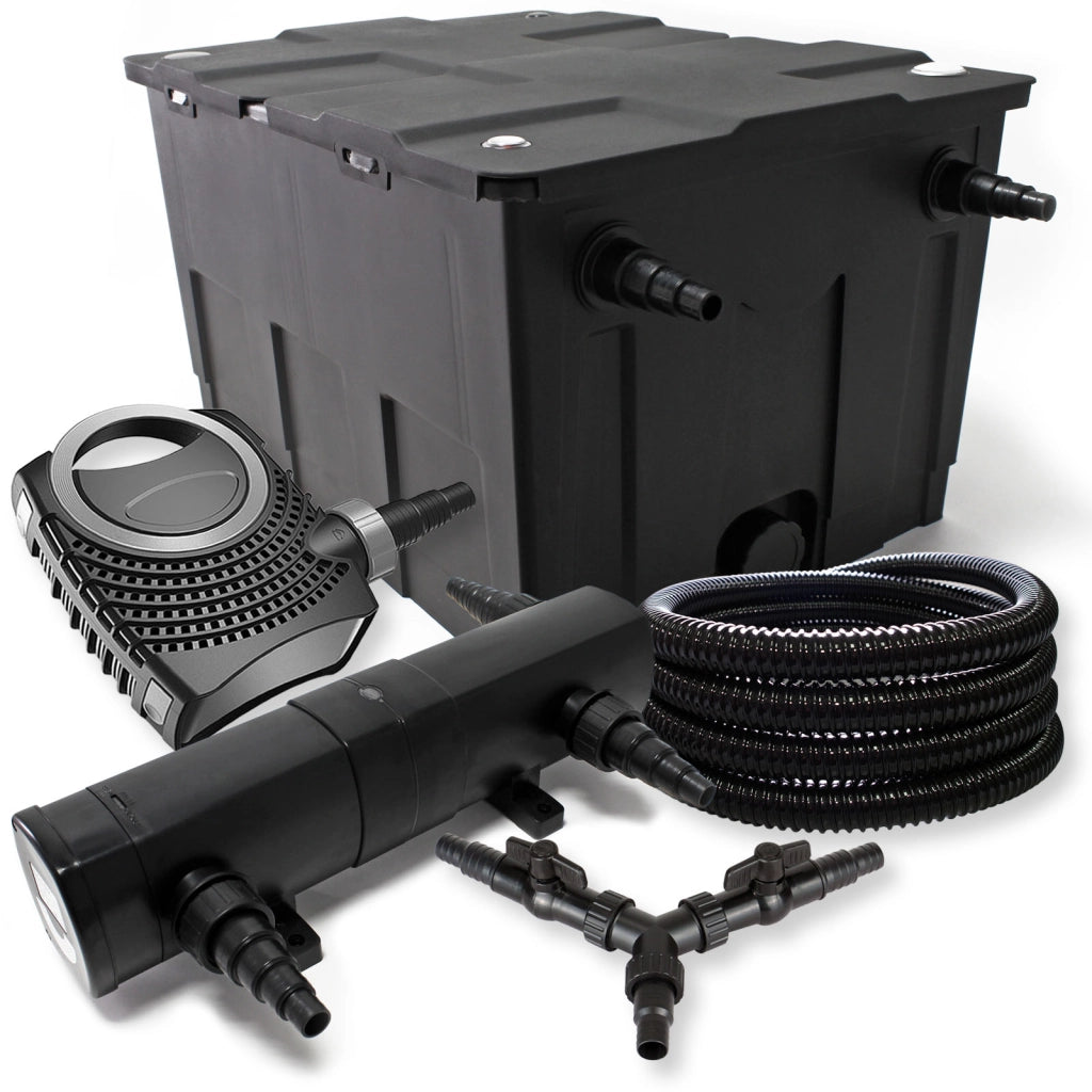 Set Filtro 60.000l Chiarificatore laghetto 24W Pompa NEO10000 80W Tubo 25m