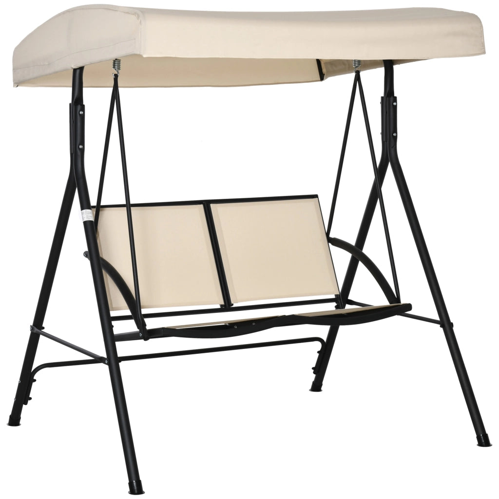 Easycomfort Dondolo a 2 Posti da Giardino con Tettuccio Regolabile, 140x118x162cm Beige