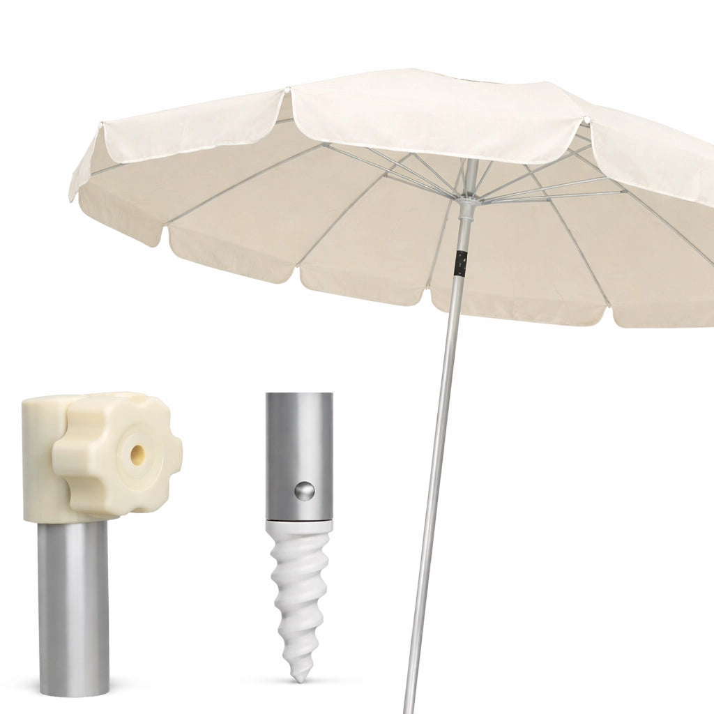 Ombrellone Mare Spiaggia 200 cm 12 Stecche Antivento Alluminio UV50+ Inclinabile Custodia