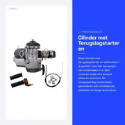 Kit di sostituzione per motori a 2 tempi 43cc/47cc/49cc/52cc - Cilindro 44mm con grande foro - Kit di avviamento a ritardo - Carburatore - Filtro dell'aria - Kit di motori