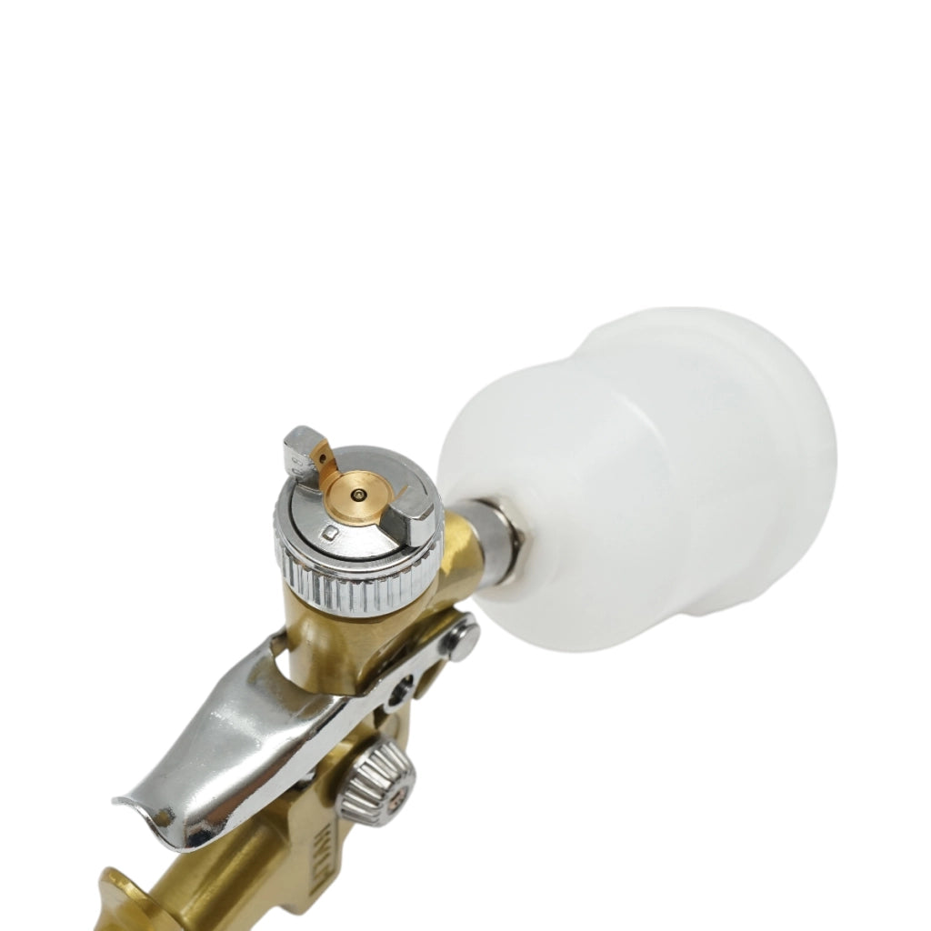 Pistola a spruzzo per verniciatura ad aria compressa Crownman da 100 ml, portata 70-110 ml/min, ugello 0,8 mm, pressione massima 3,5 bar