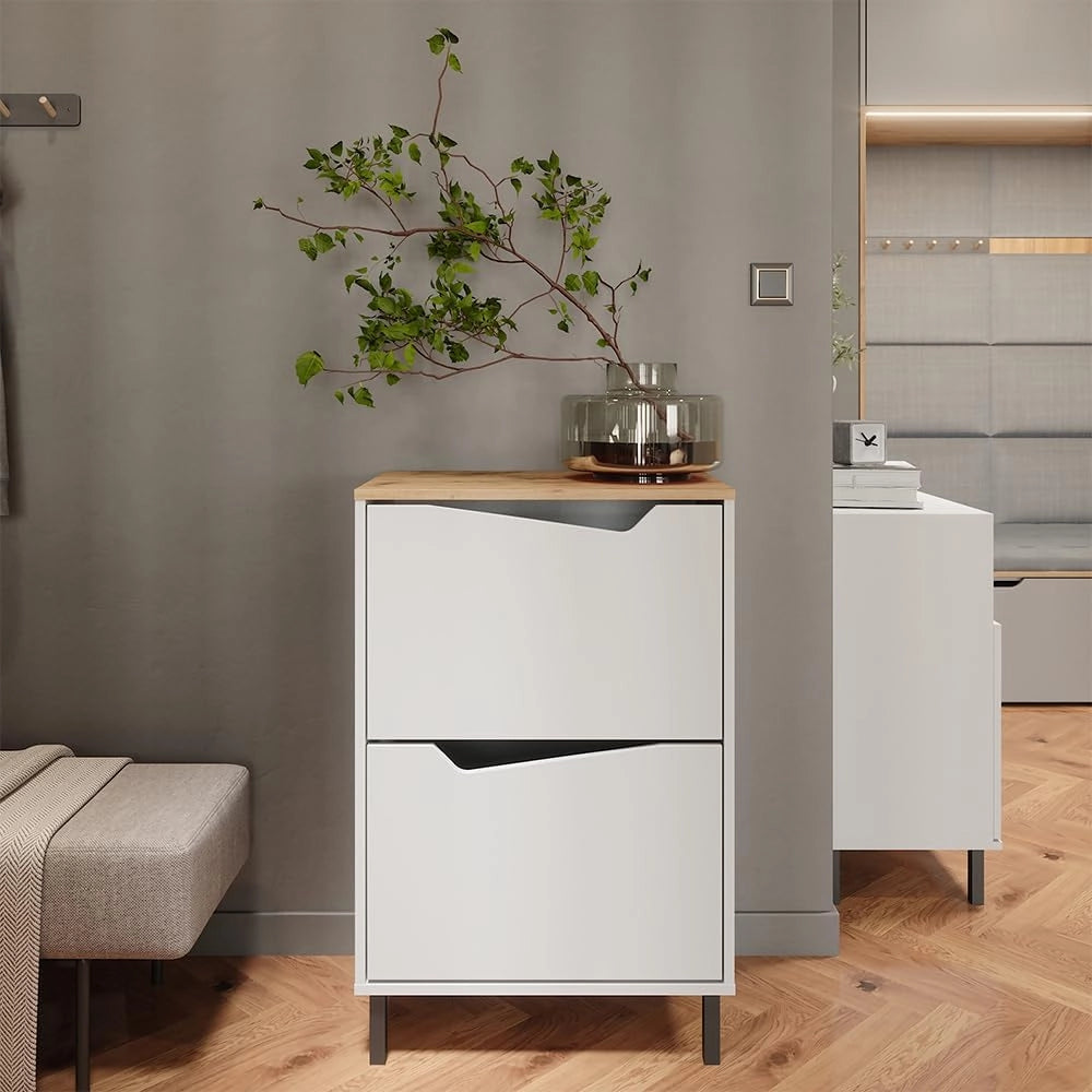 Scarpiera da ingresso Marelle, Bianco/Artisan, 60 x 91.6 cm con 2 scomparti