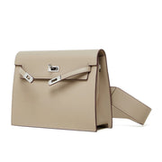 Borsa a tracolla da ballo in vera pelle, colore grigio.