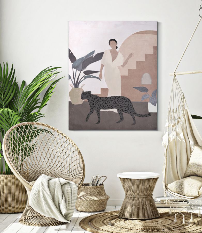 Dipinto su Tela Lady Animals 80x3,7x100 cm in Legno e Tessuto