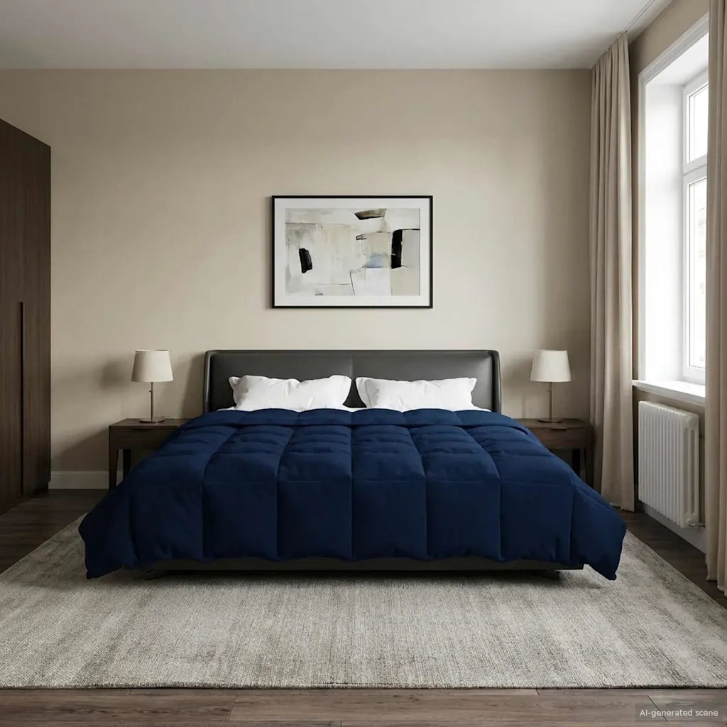 Duvet Estivo Trapuntato Blu Scuro 240 x 260 cm Microfibra