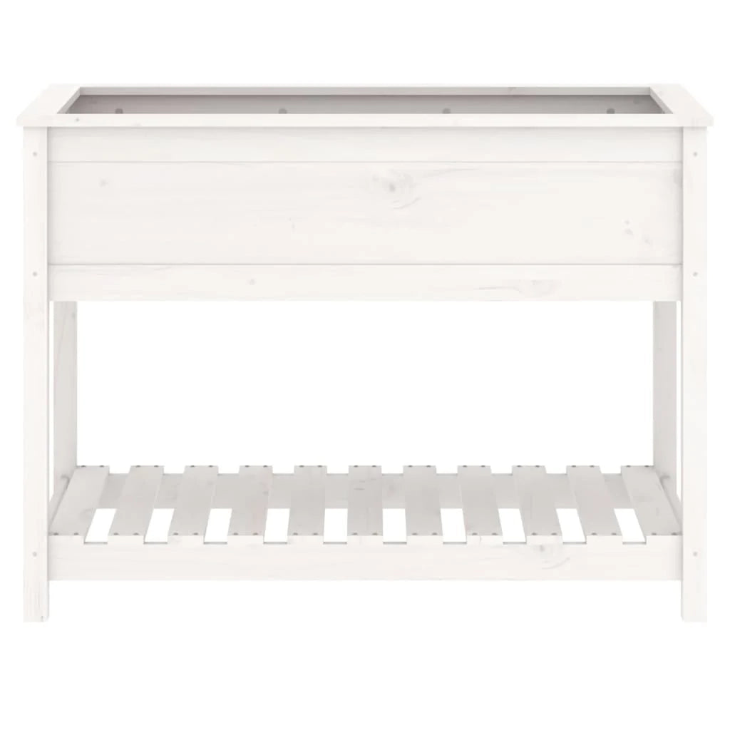 Fioriera rialzata per piante fiori patio giardino con ripiano 111,5 x 54 x 81 cm legno massello di pino bianco 02_0038386