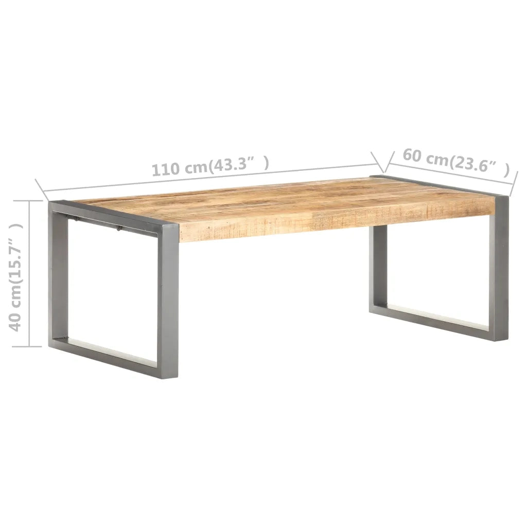 Tavolino da Salotto-Tavolino da soggiorno-Tavolo 110x60x40 cm in Legno di Mango Grezzo