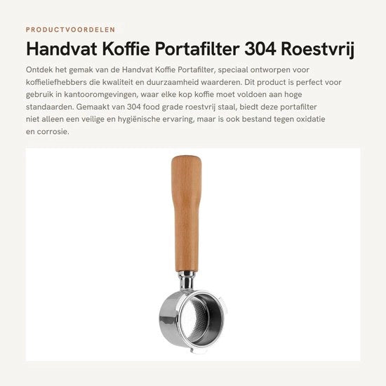 Portafilter per caffè 51mm - senza fondo - in acciaio inossidabile - maniglia in legno massello - duraturo - per ufficio - filtro per caffè
