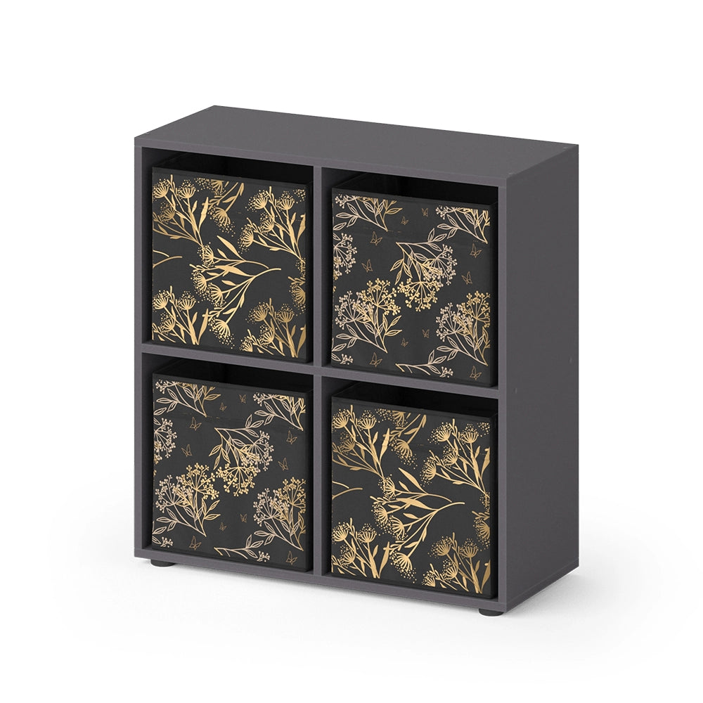 Vicco Scaffale Nero 72.6 x 72 cm con 4 scatole pieghevoli opt.1