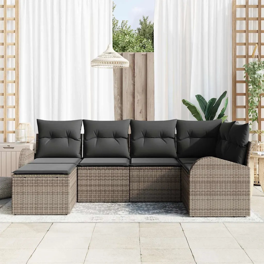 Set Divano da Giardino 6 pcs Grigio polyrattan 3346109