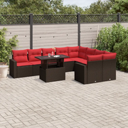 Set Divani da Giardino 10 pz con Cuscini Marrone in Polyrattan 3267504