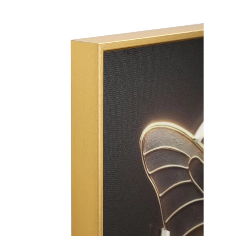 Stampa Con Led Su Tela Laccata Con Cornice Butterfly cm 50x4x50