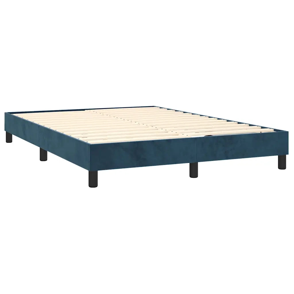 Giroletto a Molle con Materasso Blu Scuro 140x200 cm in Velluto 3131085