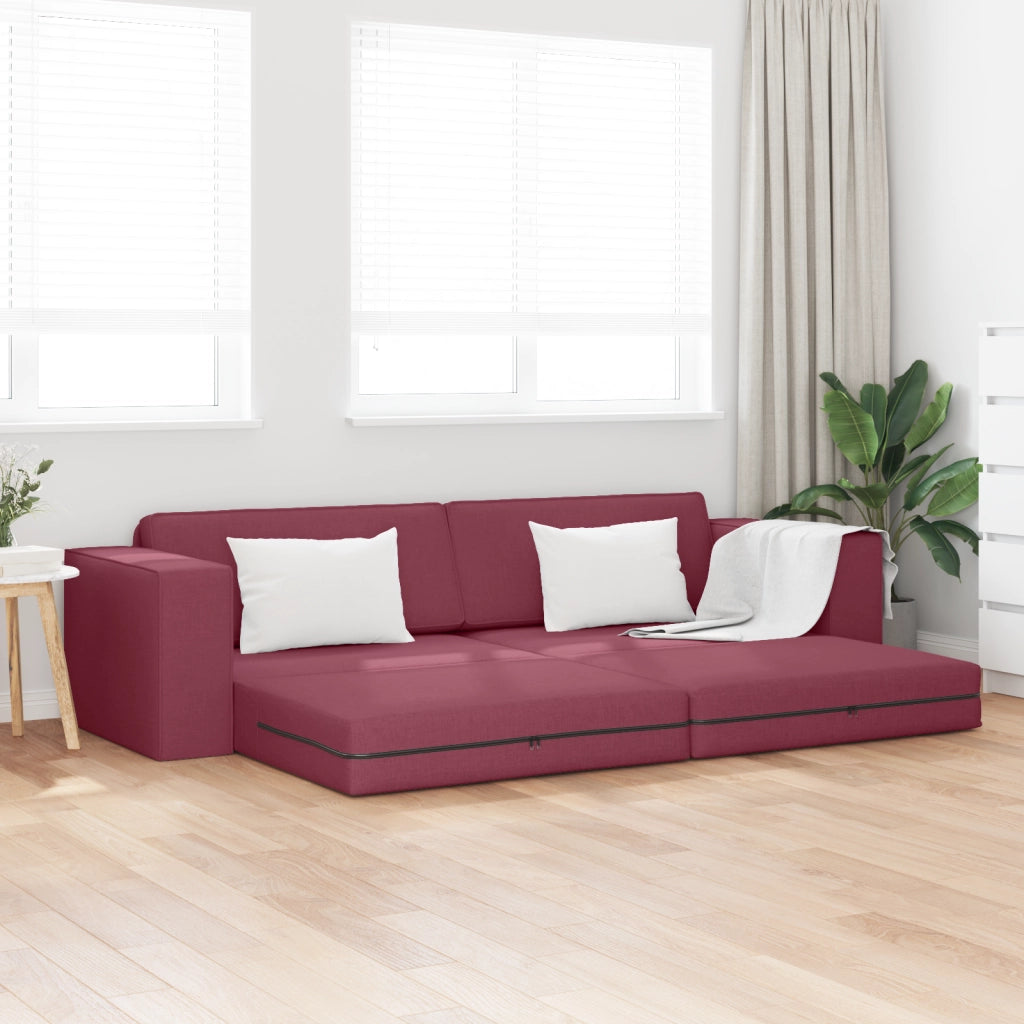 Divano Letto 2 in 1 Rosso Vino 245x150x60.5 cm Tessuto