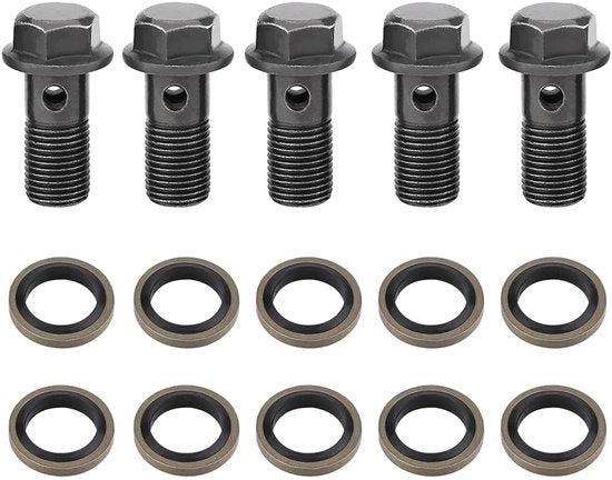 Componenti di freno per bicicletta - 5 pezzi - M10 x 1,0 mm - Acciaio - Chiave a molla - Cilindro principale - Anelli di chiusura - Resistente all'ossidazione e corrosione - Bocchette di freno
