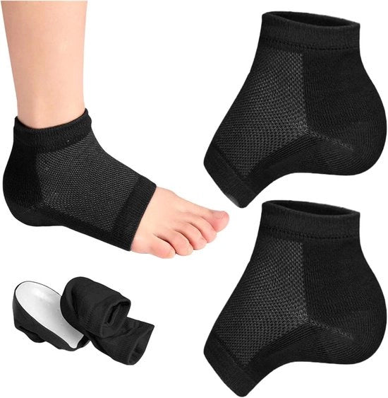 Sokke elastiche di sollevamento - anti-slip per sport - respiranti - bionici - invisibili - compressi - per uomini e donne - nero - 1 coppia.
