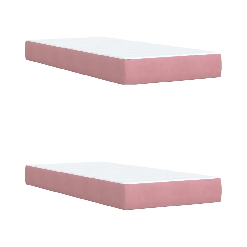 Giroletto a Molle con Materasso Rosa 200x200 cm in Velluto 3291019