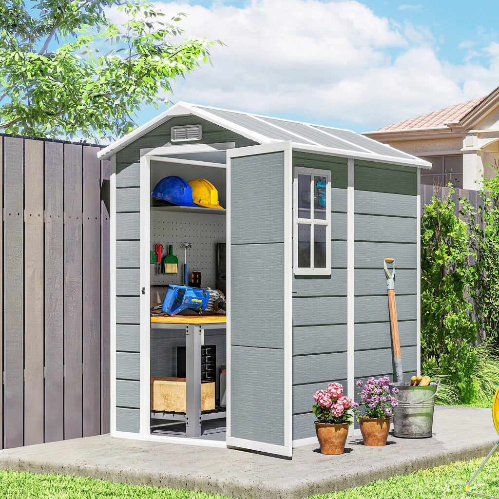 Casetta da Giardino in Resina ¨C zephmum ¨C Grigio 130x180 cm