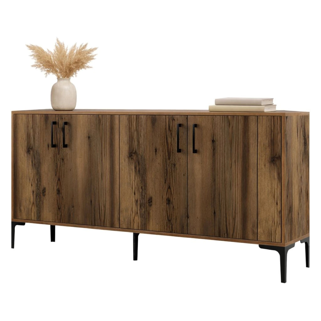 Madia Pollein, Credenza 2 Ripiani, 180x35x78h cm Marrone Noce