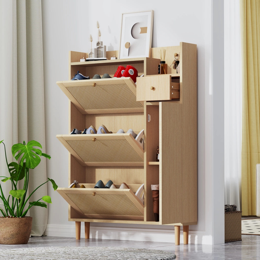 Scarpiera salvaspazio in MDF naturale 90x125x17 cm