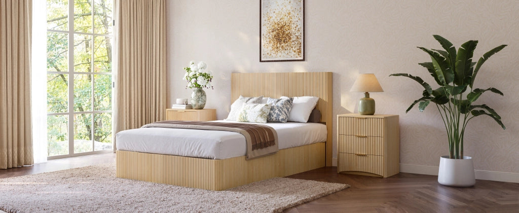 Letto contenitore 140 × 200 cm con sistema di sollevamento idraulico, ampia capacità, senza materasso, rovere chiaro
