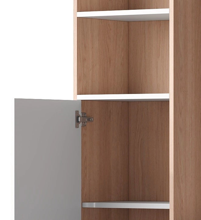 SCRIVANIA con armadio e 2 ripiani aperti 123,5x45x168,5 cm bianco e naturale