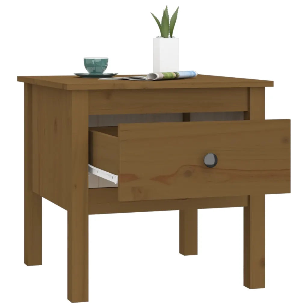 Tavolini 2 pz Marrone Ambrato 50x50x49cm Legno Massello di Pino 813801