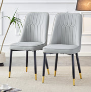 Sedia da pranzo moderna in PU grigio chiaro con gambe in metallo nero