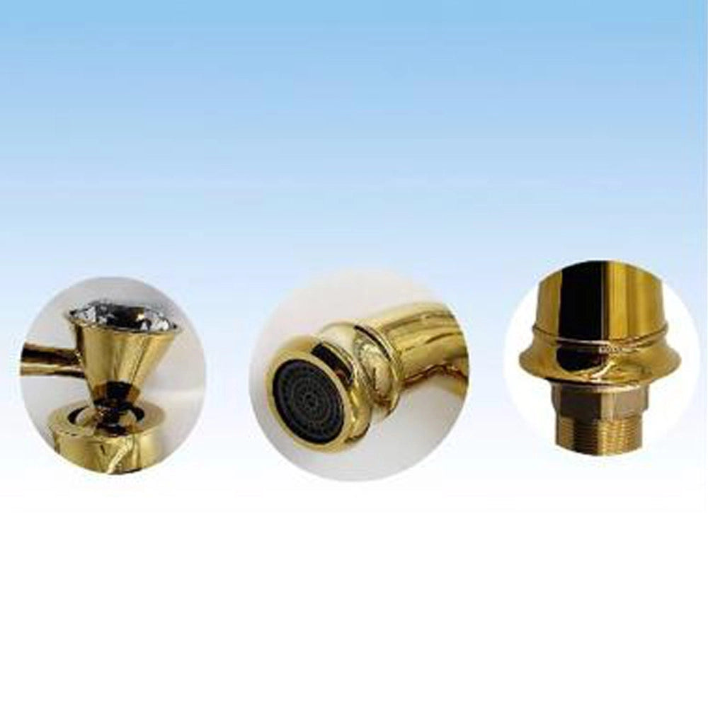 Trade Shop - Rubinetto Miscelatore Monocomando Lavabo Lavello Cucina Alto Ottone Dorato Oro -