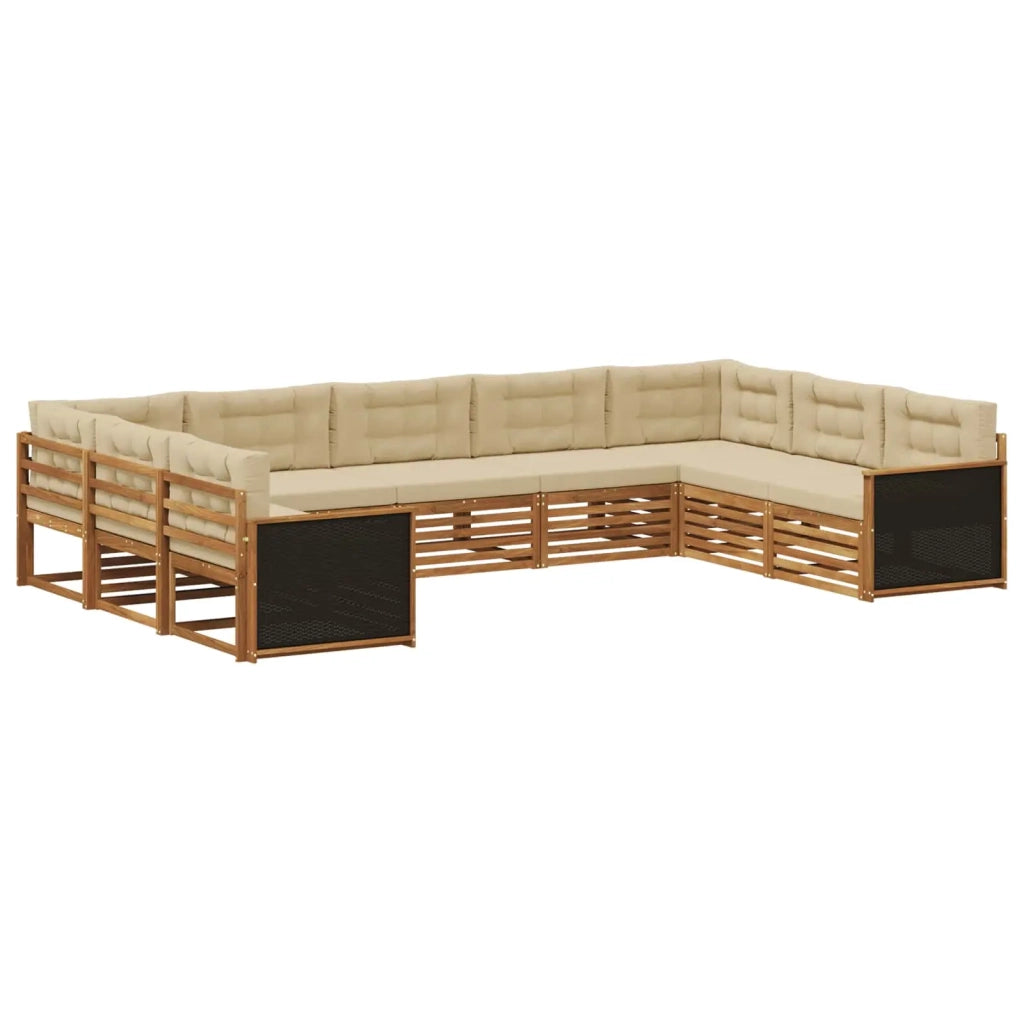 Set di divani da esterno 9 pz Naturale e Beige 3383826