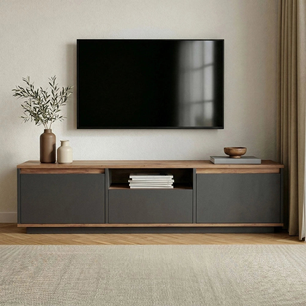 Porta TV in legno "Sentinel" - 160 x 30 x 42 cm - Grigio antracite