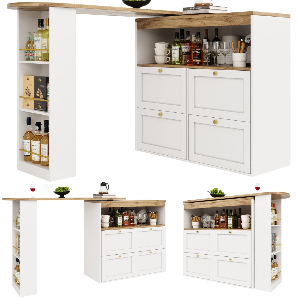 Mobile modulare 105x39x102 cm con pannello girevole a 360°; MDF; bianco