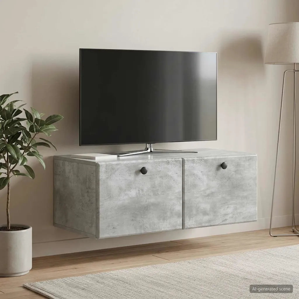 Mobile Porta TV da Muro 78,5 x 41 x 30 cm Grigio Cemento 899198