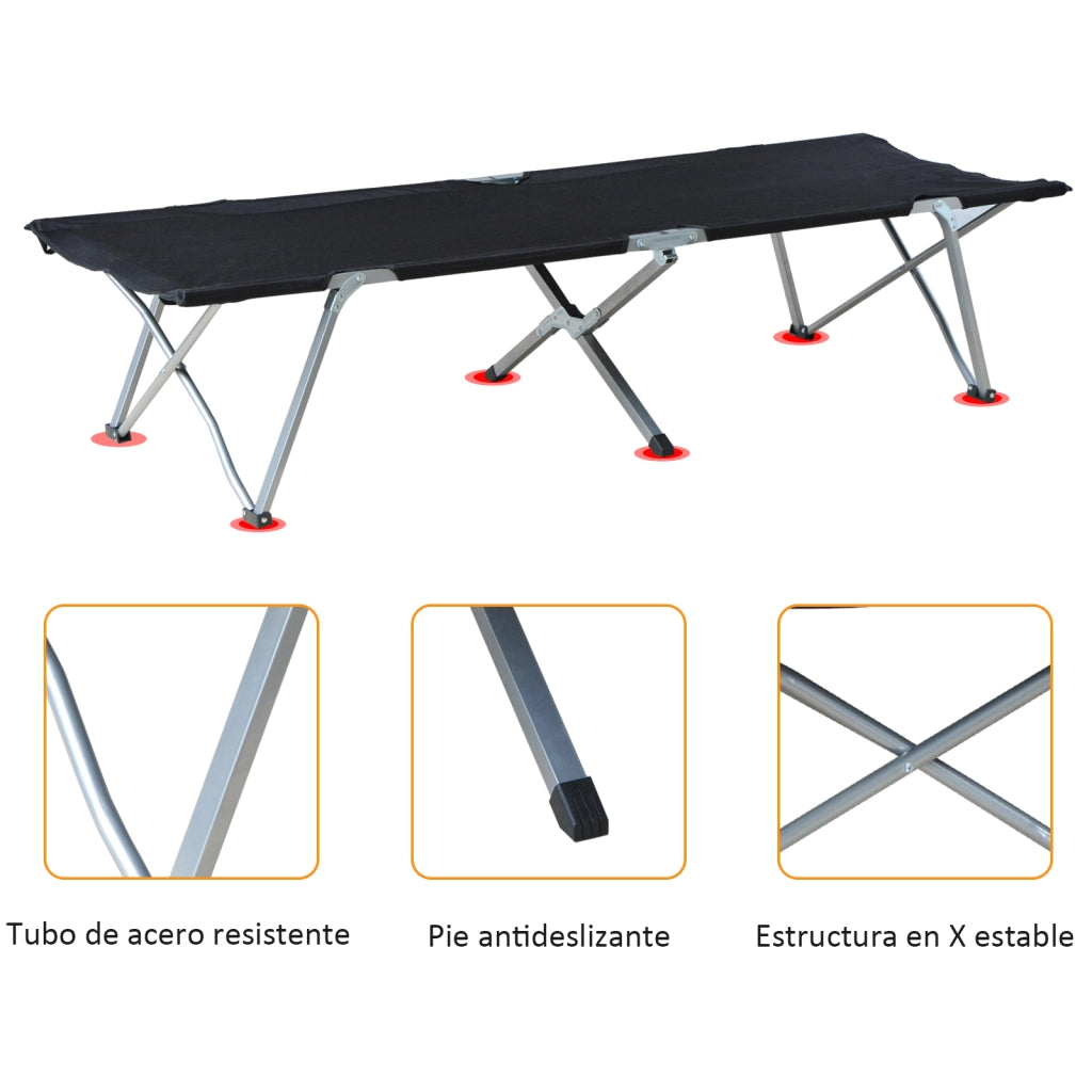 Letto da campeggio pieghevole ¨C Xylo ¨C Tessuto Oxford 600D metallo nero 193x64x40 cm